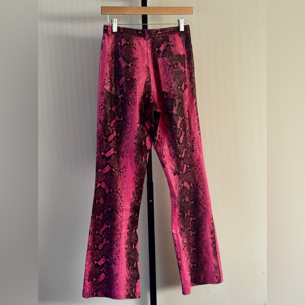 Vintage Y2K Set Pink Faux Snakeskin Flares Jacket - Picture 5 of 8